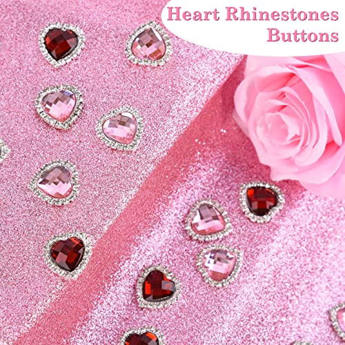 Heart Rhinestone Buttons 23Mm Sewing Buttons Embellishments Decoration Sew On Rhinestones Buttons Embellishments Flatback With Diamond For Nails Wedding Valentine's Day Crafting Jewelry Making 20 Pcs #TOP4