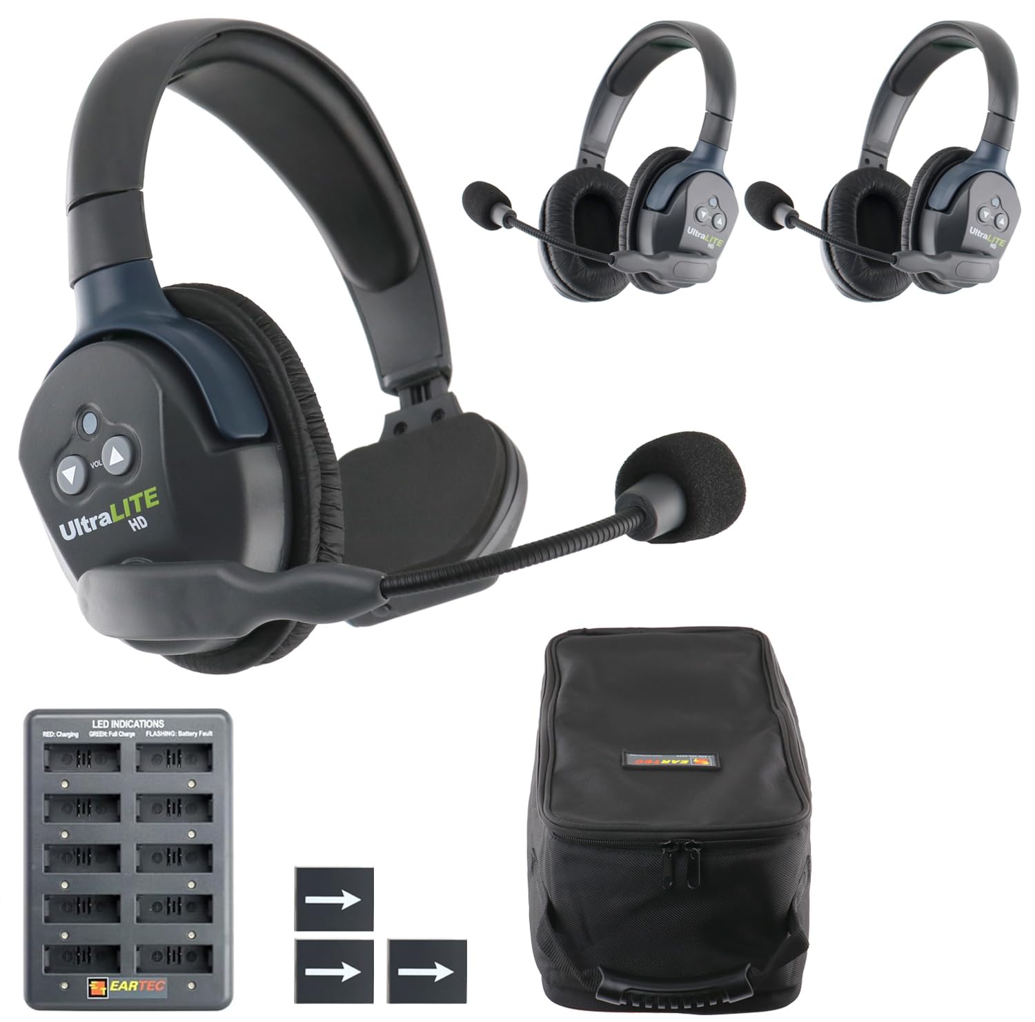 Eartec UL312 Ultralite-HD 3-Person Full Duplex Wireless Intercom Headset Communication System, Single and Dual Ear Headsets, Up to 1000ft Range, U.S. Company