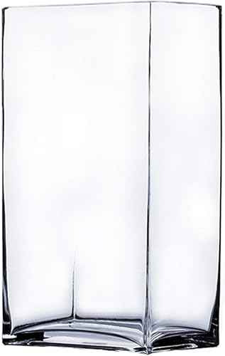 WGV - Jarrón rectangular de bloque de 6 pulgadas de largo, 4 pulgadas de ancho, 8 pulgadas de alto, recipiente de vidrio transparente para ramo de