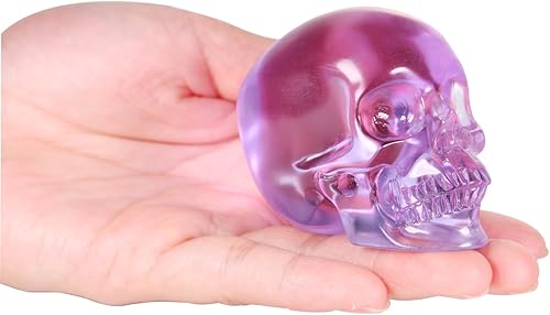 Estatua decorativa realista de calavera de obsidiana morada de 2.5 pulgadas para Halloween, escultura de calavera humana tallada a mano, estatua de