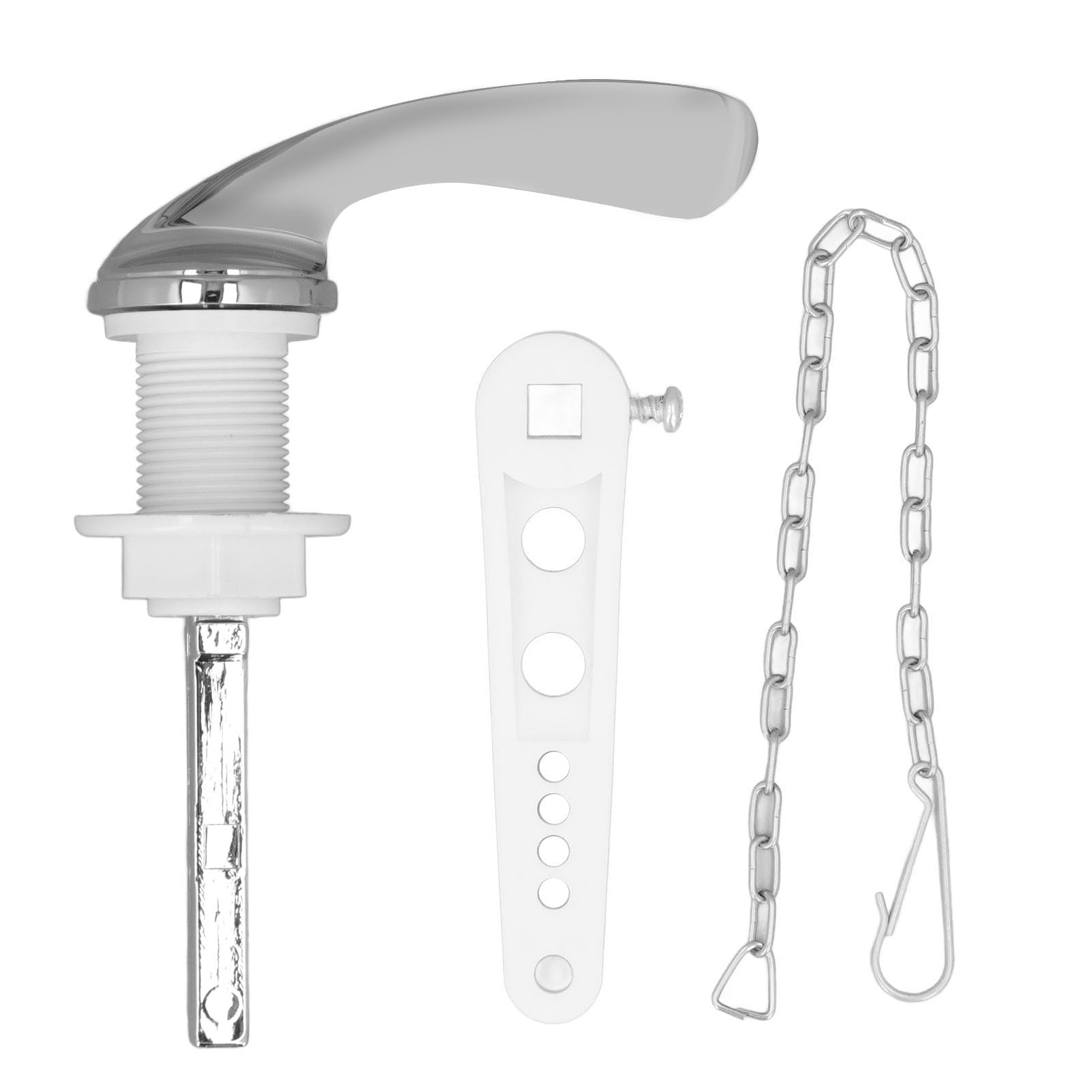 Universal Toilet Tank Handle Replacement Durable Zinc Alloy Plastic Flush Lever Easy Install Kit for Bathroom Toilet Repair with Chain Accessory