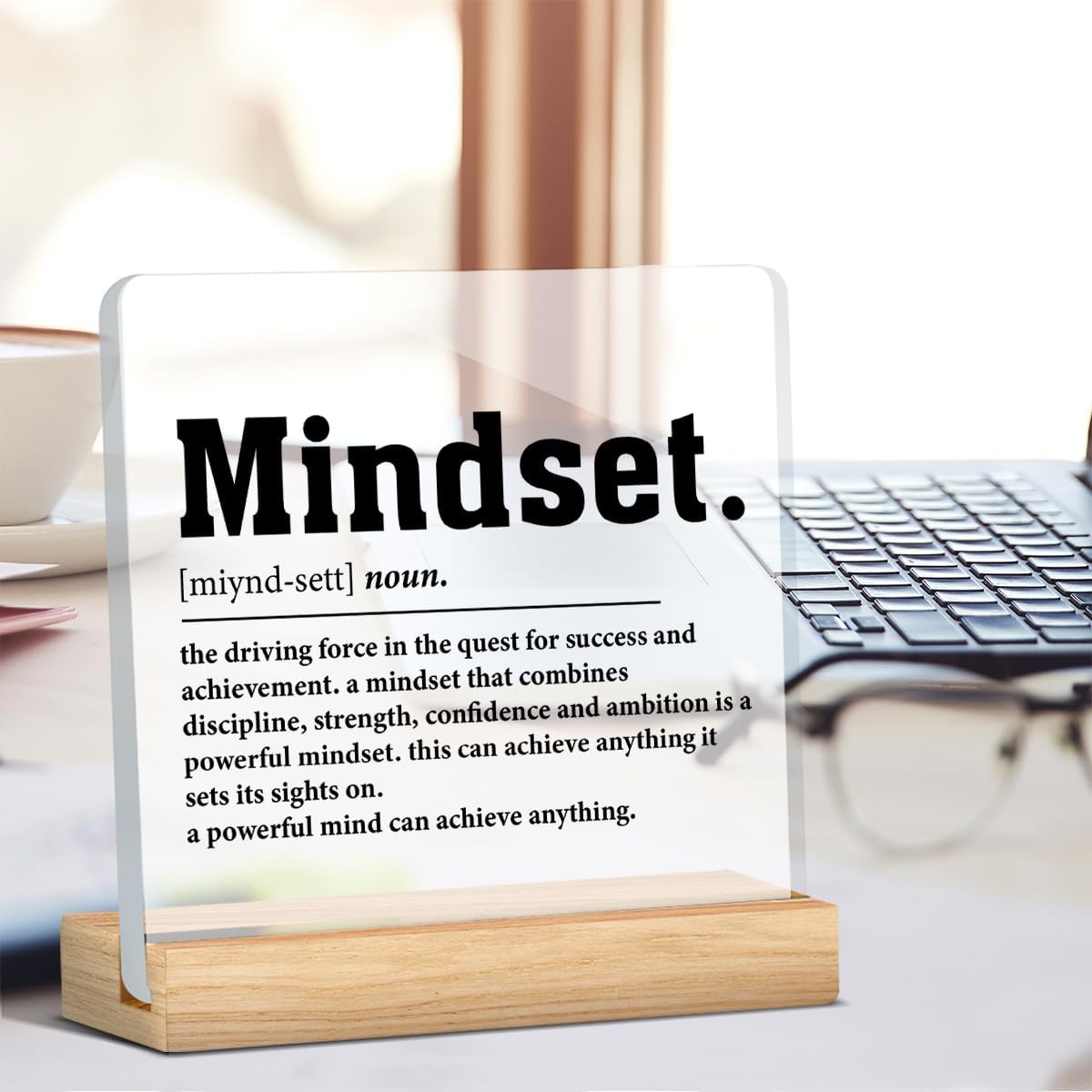 Inspirational Mindset Desk Sign, Motivational Gifts for Women Men, Mindset Definition Acrylic Desk Sign Office Decor - Image 6