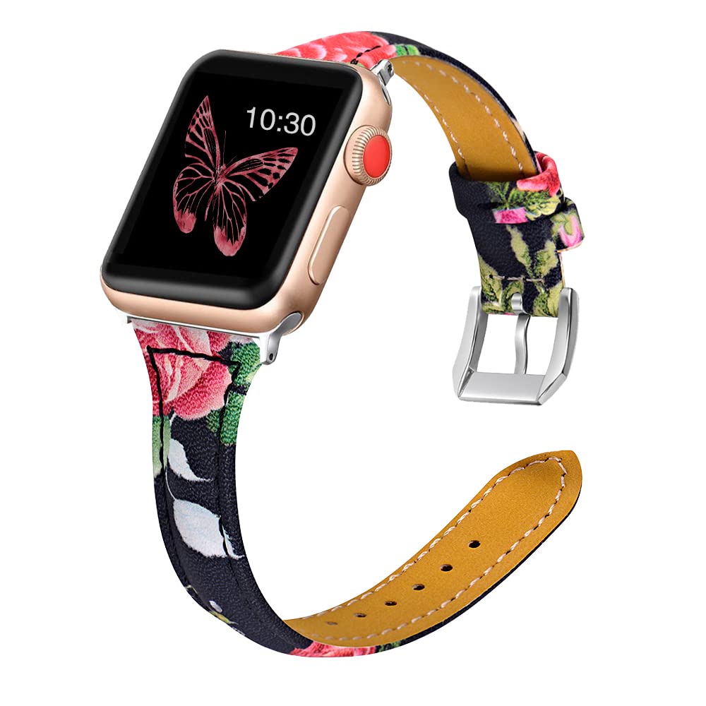 Leather Bands Compatible Apple Watch Bands For Women 38mm 40mm 41mm 42mm 44mm 45mm 46mm 49mm, Top Grain Leather Band Replacement Strap for iWatch Ultra SE SE2 Series 11 10 9 8 7 6 5 4 3 2 1