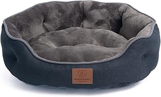 Orthopädisches Premium Katzenbett waschbar Katzen Bettchen - Katzenschlafplatz - flauschiger Plüsch, zweiseitiges Innenkissen für Katzen oder kleine Hunde (M) 64 x 53 x 20 cm dunkelgrau Rund product image