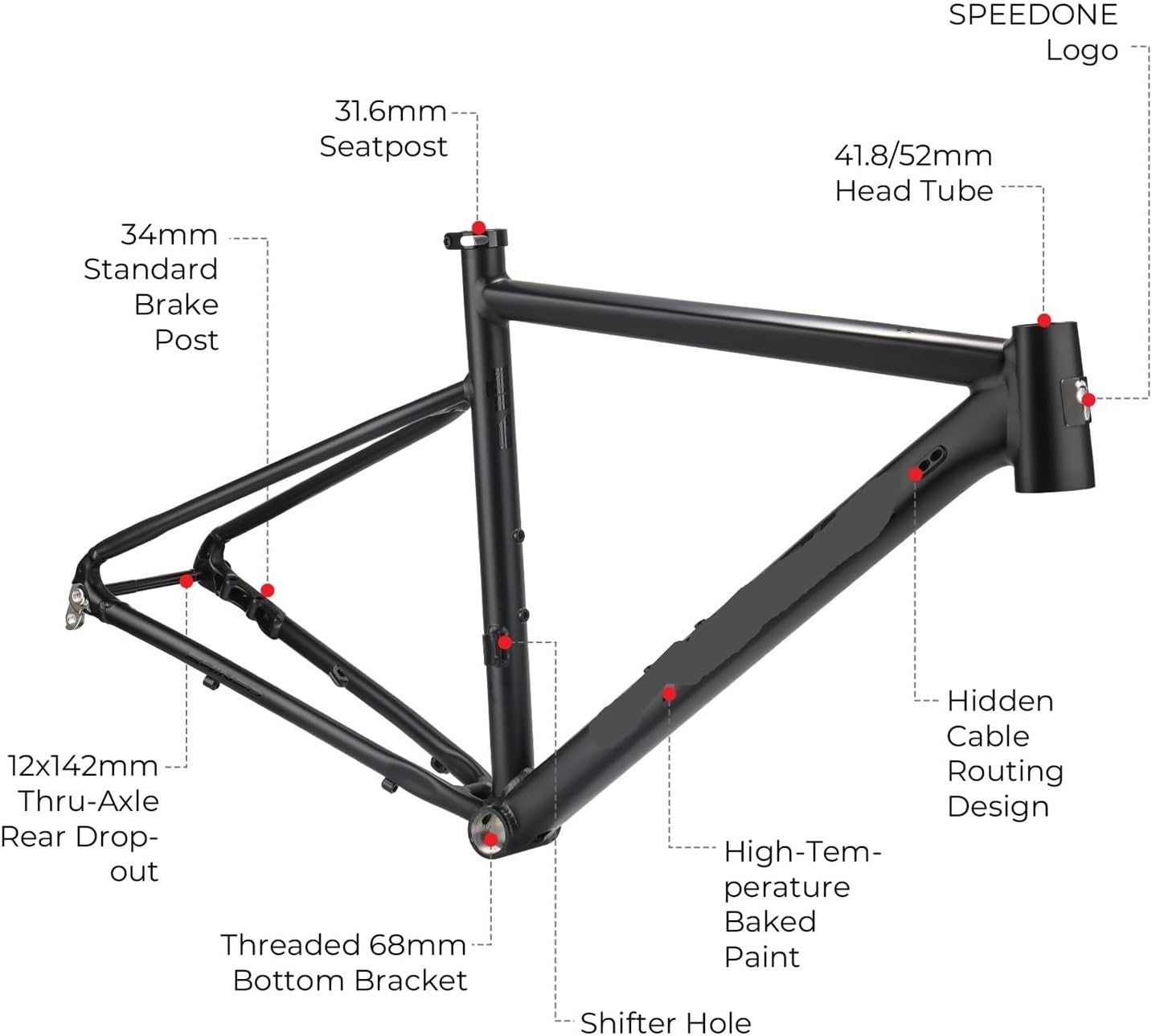 700C Road Bicycle Frame with Rigid Fork Set Ultralight Aluminum Alloy Internal Routing Bike 142x12mm