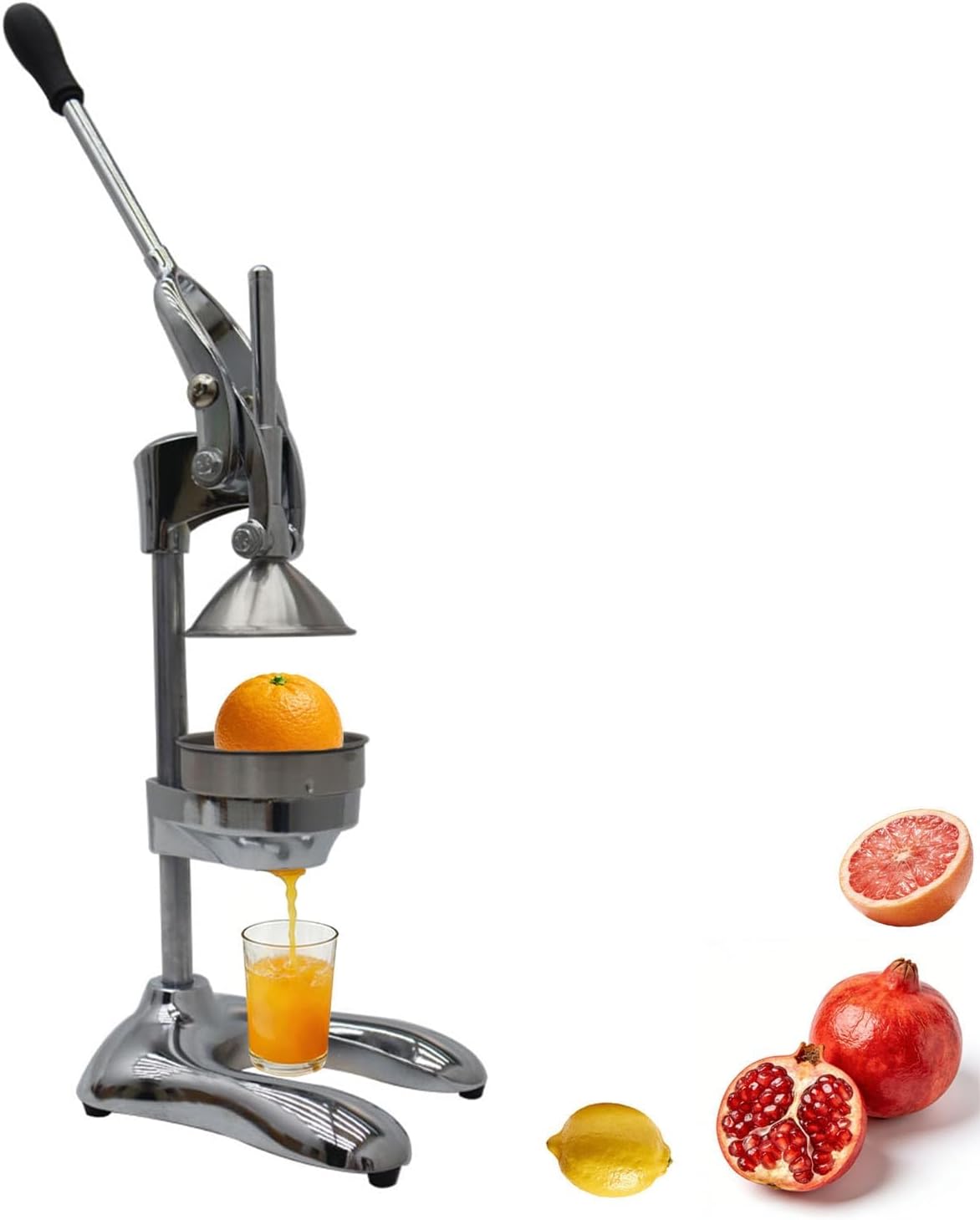 304 Stainless Steel Manual Citrus Juicer with 0.8 Inch Juice Outlet, Commercial Orange Press Squeezer with U Shaped Base, Detachable Easy-Clean, for Home Bar Restaurant Use