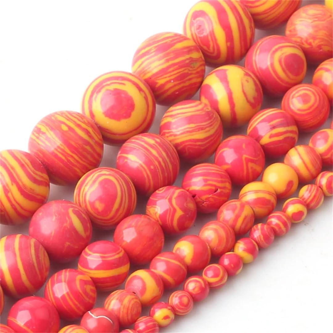 Yeuyyben Orange Malachite Natural Stone Round Loose Beads 4 6 8 10 12Mm For Jewelry Making Diy Bracelet Charms Necklace