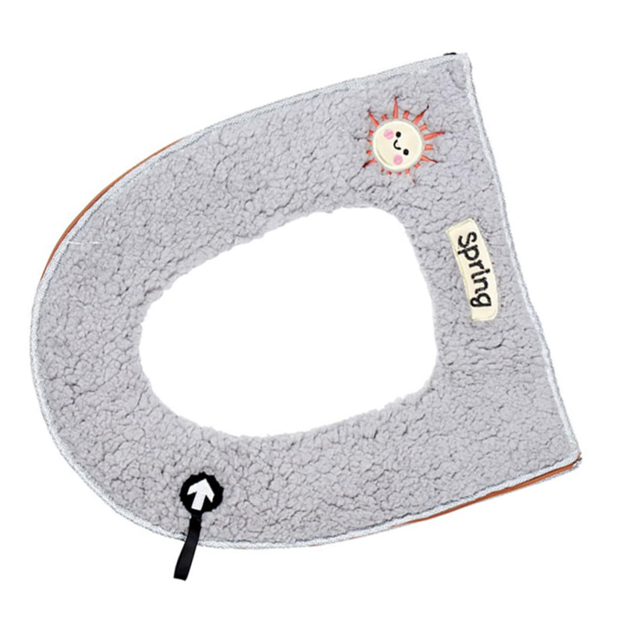 SOLUSTRE Toilet Seat Cover Thicken Pads Zipper Universal Fit for Closestool Sanitary Warm (grey)