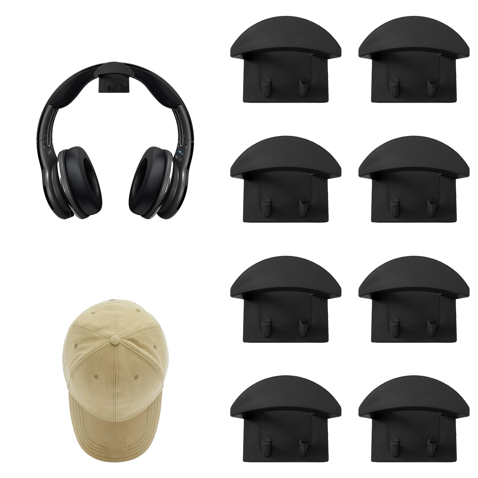 Buxuaaaa Black Space Saving Adhesive Hooks Strong Abs Wall Mount Without Residues Hooks For Home Organization Damage Release Hanging