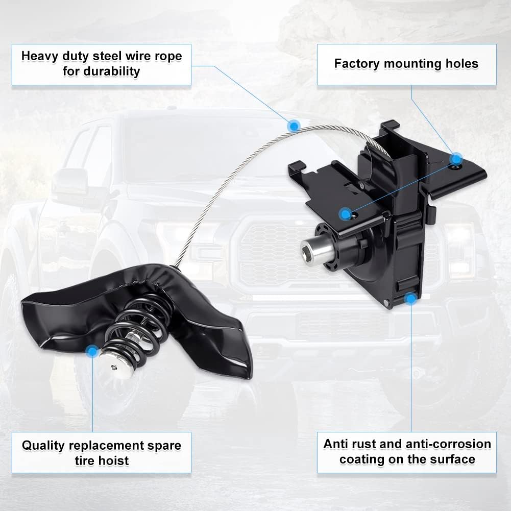 924-537 Spare Tire Hoist Compatible with Ford F-150 Lobo 2004-2014 Lincoln Mark LT 2006-2008 Winch Carrier Holder Replacement for 9L3Z1A131A 6L3Z1A131AA 4L3Z1A131AB 4L3Z1A131AA