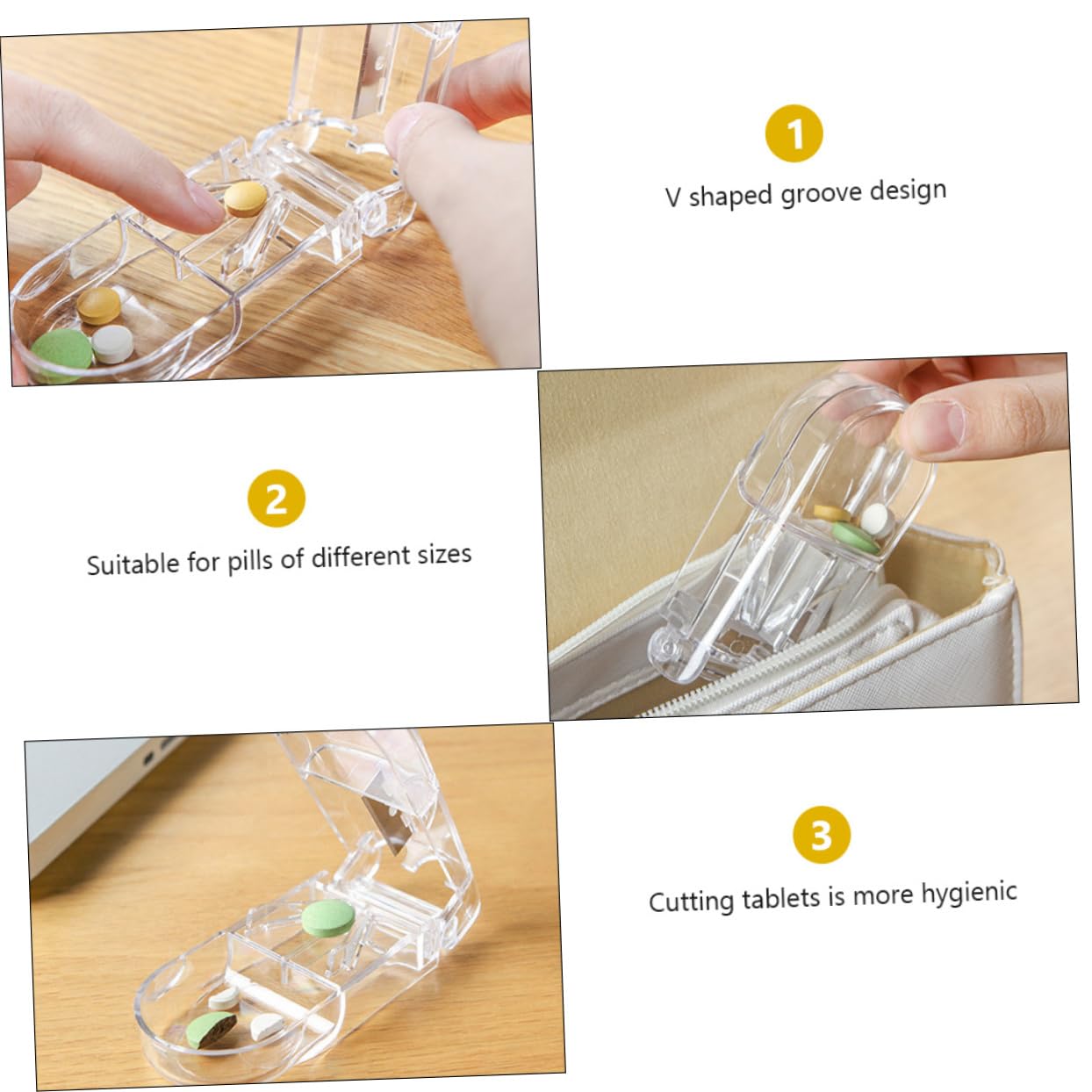 6pcs Tablet Divider Medicine Pill Splitter Pill Cutter Splitter Plastic Pill Splitter Mini Plastic Containers Tiny Pill Cutter Travel Small Pill Stainless Steel Major