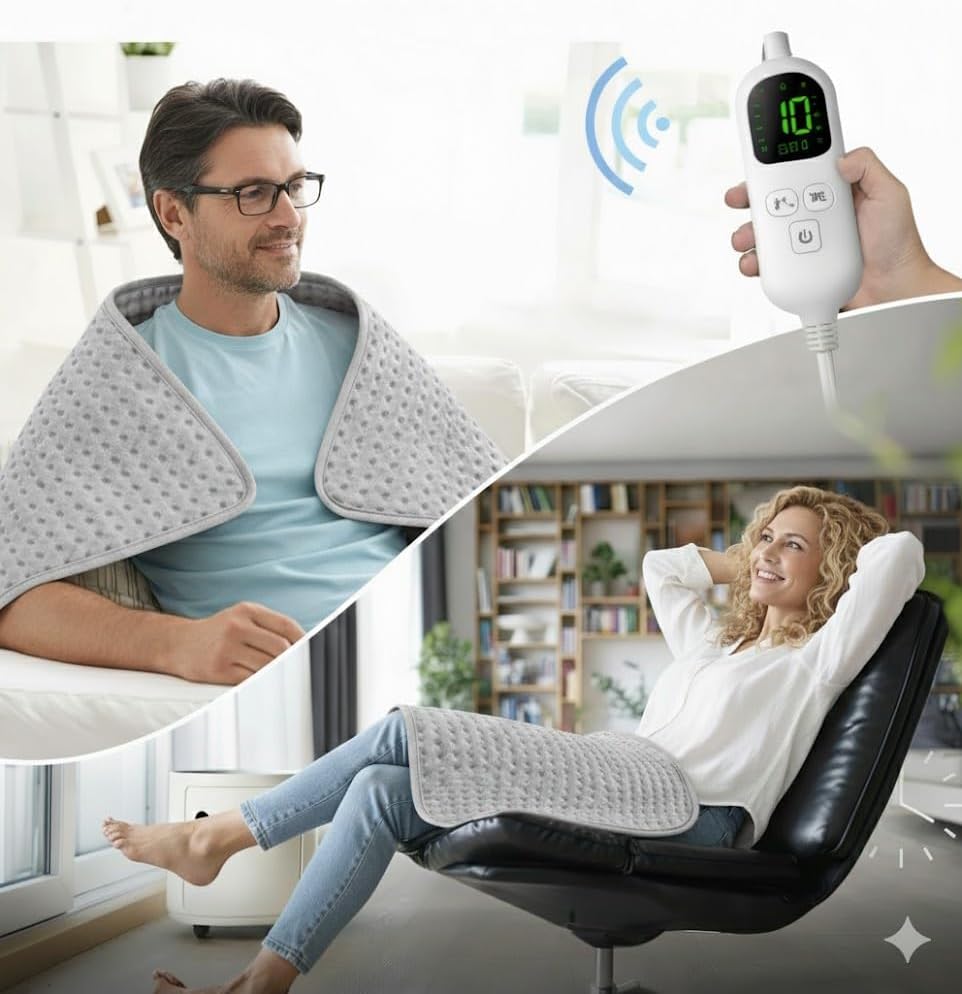 Large Heating Pad, 21"x41" Extra Large Heating Pad for Back Pain Relief Electric Heating for Period Cramps Shoulders Pain Relief Moist/Dry Heat 10 Heat Setting Auto Shut Off Gift for Women Men