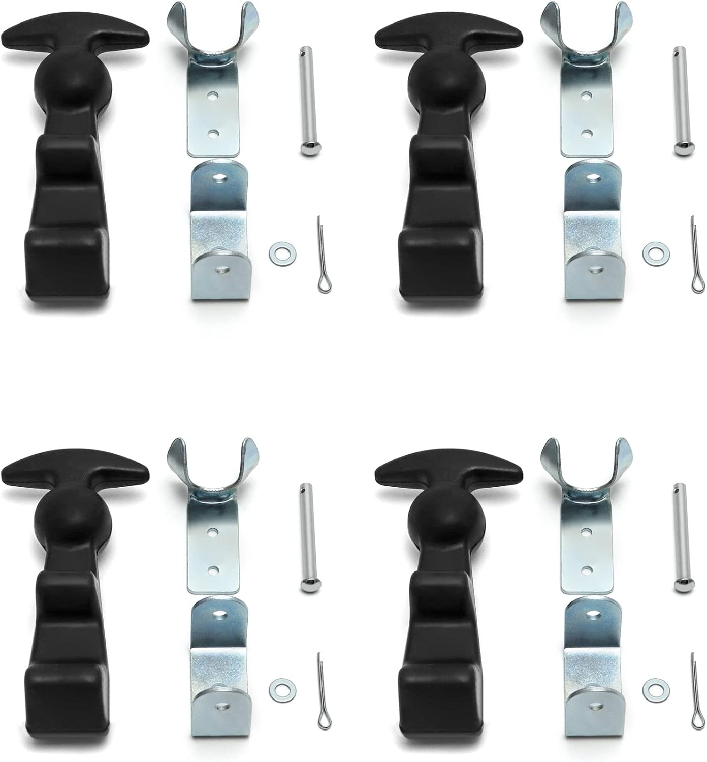 QWORK 4 Packs Rubber Hood Catch Flexible T-Handle Hasp Rubber Flexible Draw Latches for Tool Box, Hood, Vehicle Engine
