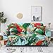 RFEGEF Couchbezug,Super Stretch Sofabezüge Roter Papagei Grüner Blattdruck Hellblau Mikrofaser Sofabezüge Mit Zwei Kissenbezügen Für Sessel Loveseat Wohnzimmermöbel Schutz Freundlich,L:190,230Cm(67,9