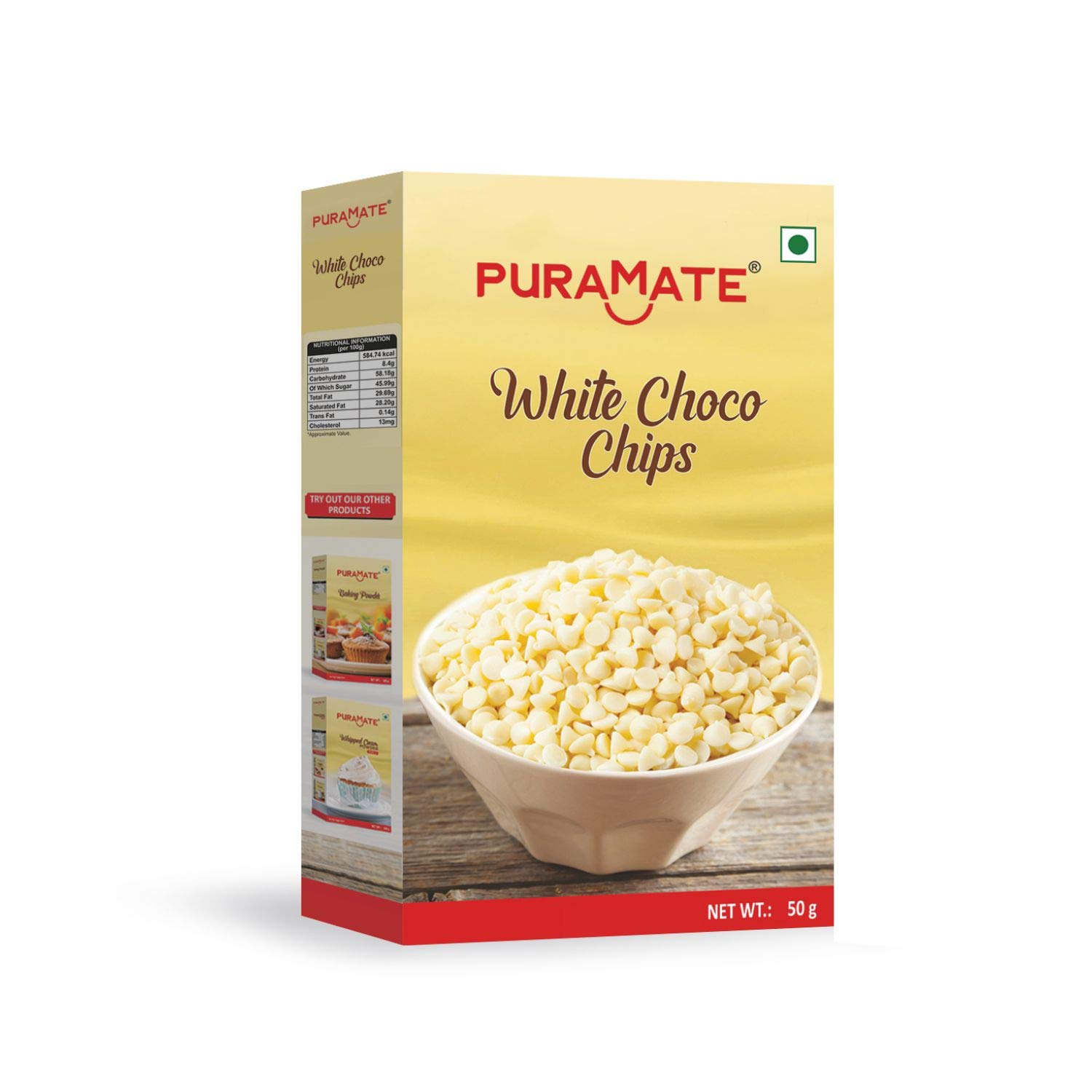 Puramate White Choco Chips, 50 gm (Pack of 2) - Image 4 thumbnail