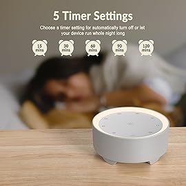 Kipcush White Noise Machine - 20 Soothing Sounds + 2 Customizable Shortcut Buttons, Warm Night Light | USB-Powered Sound Machine for Baby Sleep, 8H Timer, Touch Control for Nursery, Bedroom & Travel
