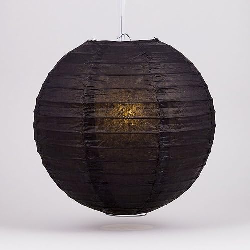 Luna Bazaar Farol de papel de alta calidad, pantalla de lámpara (20 pulgadas, acanalado paralelo, corbata negra)  Papel de arroz chinojaponés para