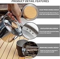 Vista 4 de Olla de camping de acero inoxidable con tapa y mango extraíble, hervidor de agua ligera para acampar al aire libre, fácil de limpiar, olla