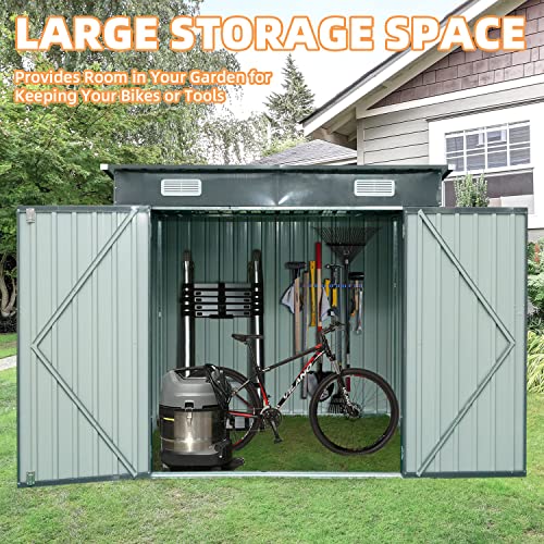 Gravforce 6' X 4' Outdoor Metal Storage Shed, Outdoor Shed, Galvanized Steel Garden Shed With Single Lockable Door, Tool Storage Shed For Backyard, Patio, Lawn #TOP1