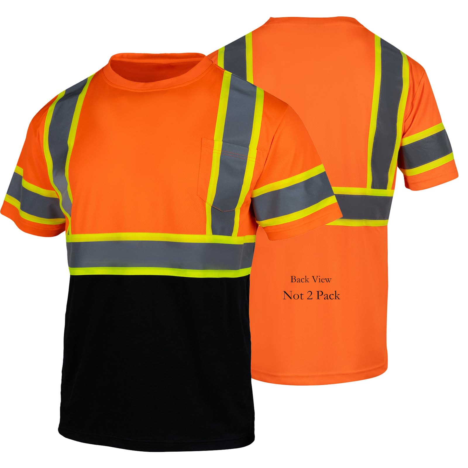 FONIRRA Safety Reflective High Visibility Shirt for Men ANSI Class 3 Hi Vis Construction Work Shirts with Short Sleeve(Orange1,S)