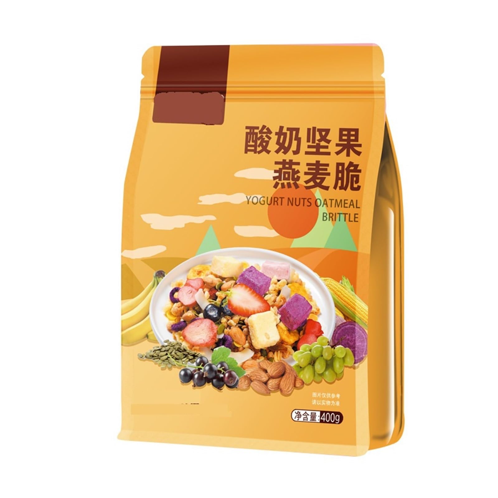 Patatas fritas de cereales mixtos 400g, frutos secos, frutas, avena, avena instantánea, snack seco o instantáneo(3pcs)