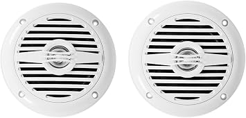 Rockville MS40W White 4" Marine Boat Speakers Compact and Powerful Pair | 200W Peak / 50W RMS, Polypropylene Cone, 4 Ohm, Mylar Tweeter, Rustproof, Anti-UV, Outdoor, Includes Mounting Hardware