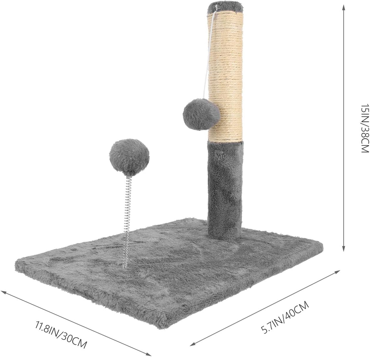 Cabilock Large Gray Sisal Cat Scratching Post and Cat Bed Sturdy Vertical Scratcher with Integrated Claw Protection and Kittens