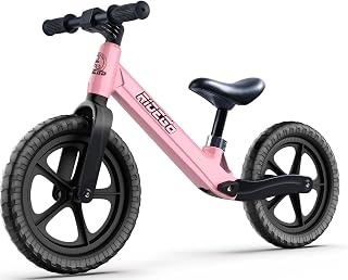 Ridego 12 Inch Balance Bike for Kids 2-4 Years - Lightweight 8lb Nylon Frame, Adjustable Seat, Puncture-Proof EVA Tires, Toddler Birthday Gift