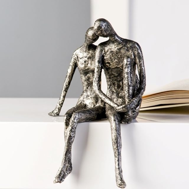 CASABLANCA Sculpture Decorative Figure of a Couple / Pair in Polyresin  Colour: Antique Silver, Height 25 cm