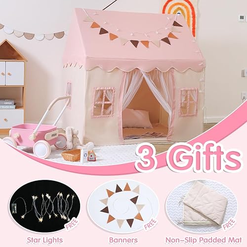 Miniatura 2 de Princess Castle - Tienda de campaña para niñas, 47 x 40 x 52 pulgadas, casa de juegos interior con luces de estrella, cojín para niños pequeños,