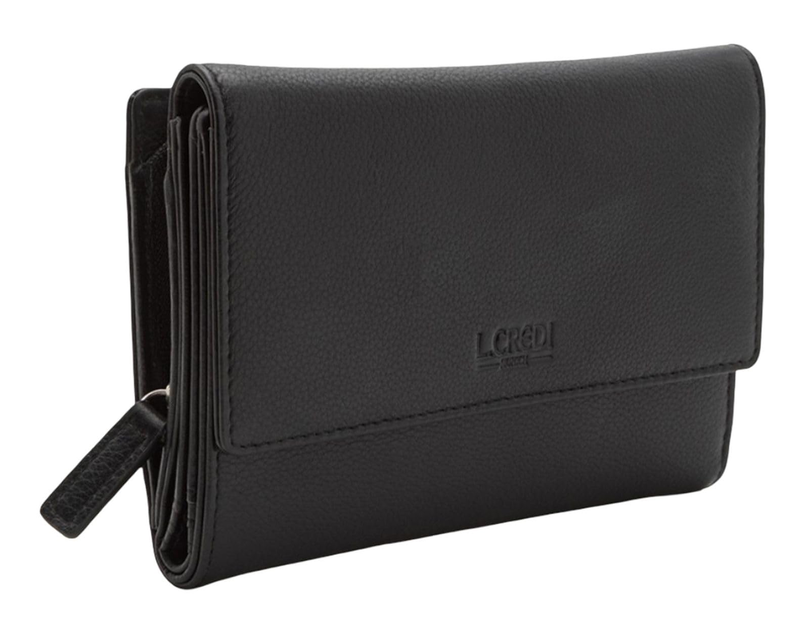 L.Credi Pelle portafoglio Evelyn Flap Wallet Black nero