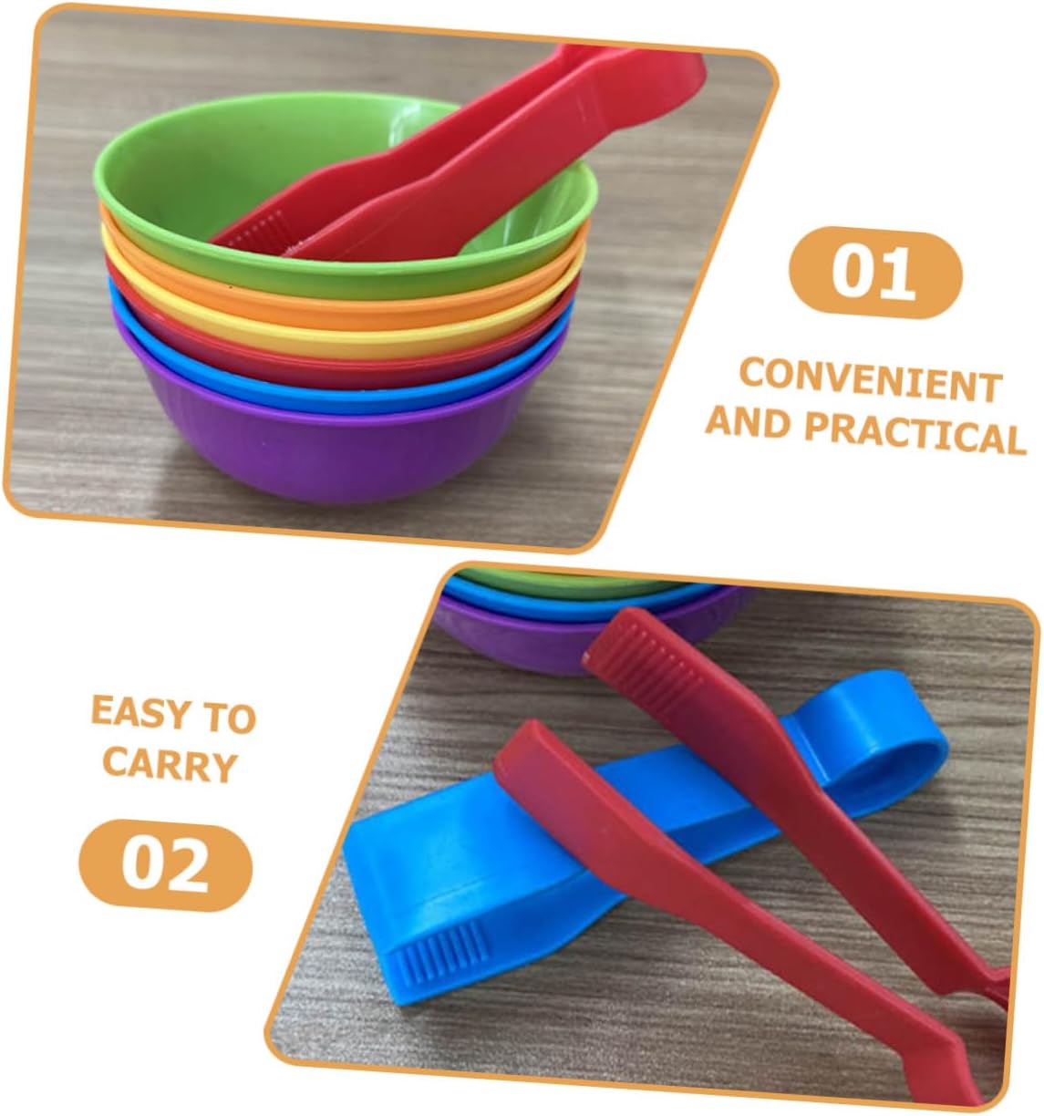 2 Sets Color Sorting Bowls and Tweezers Cognitive for Educational Counting and Matching Game to Build Hand Strength and Hand-Eye Coordination