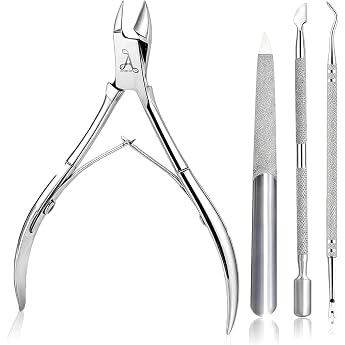 4 Set Cuticle Pusher and Cuticle Nipper Professional Cuticle Remover Tool Set Multi-Purpose Stainless Steel Cuticle Clippers for Manicure and Pedicure