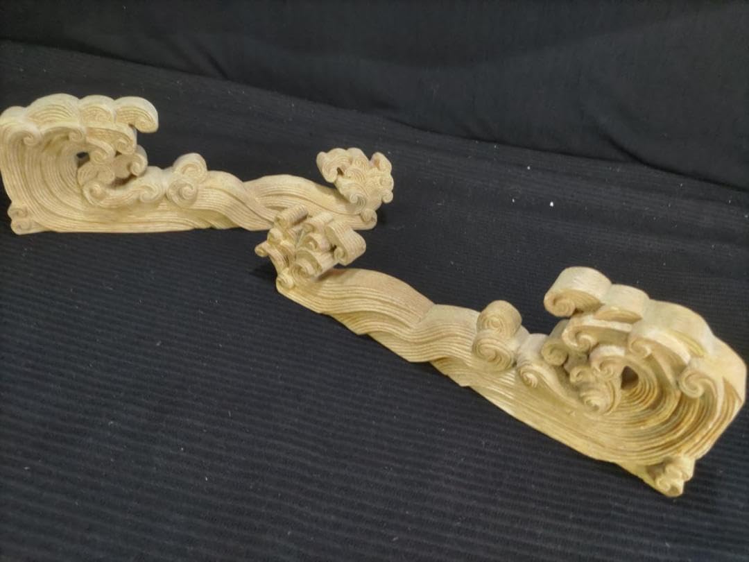 ★☆【波の彫刻】山車、お宮、だんぢり彫刻部材、お祭り　幅30ｃｍ　1組（2個） 【波】幅30cm 1組（2個）山車、だんぢり彫刻部材 送料