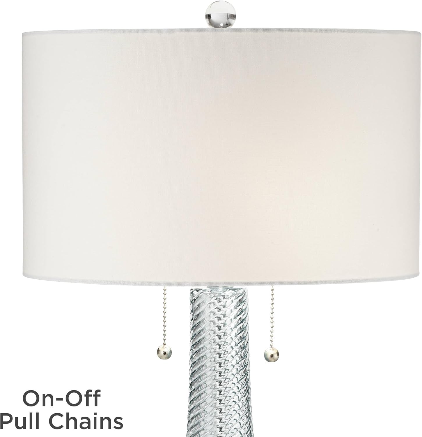 Possini Euro Design Miriam Modern Table Lamps 28.5" Tall Set of 2 Light Sky Blue Fluted Glass with Swirl Pattern White Drum Shade for Living Room Bedroom Bedside Nightstand Office Family
