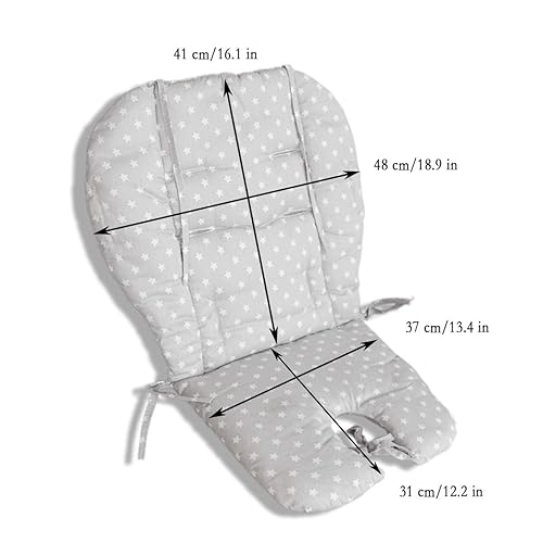 Miniatura 5 de Twoworld - Cojín para silla alta de bebé tamaño grande transpirable apto para todo tipo de sillas de comedor moda gris estrella