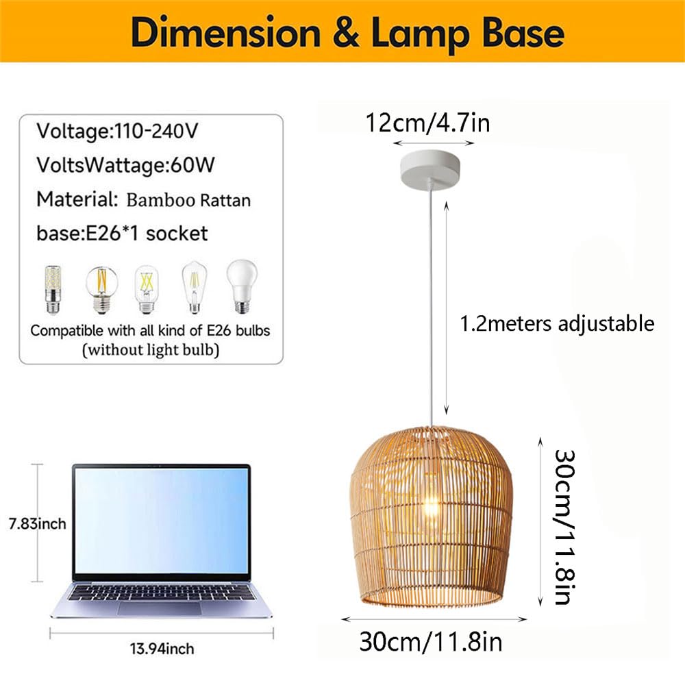 Naturalna rattanowa klatka wisząca lampa wisząca ręcznie tkana pionowa lampa wisząca w paski boho styl sypialnia wyspy kuchenne żyrandol