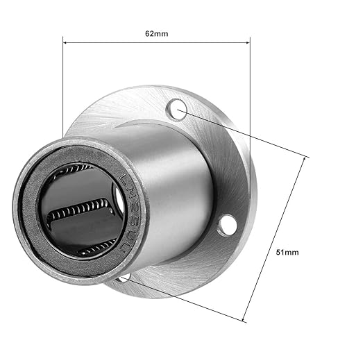 Miniatura 3 de uxcell Rodamientos lineales de brida redonda LM25UU, diámetro de diámetro de 0.984 in, diámetro exterior de 1.575 in, longitud de 2.323 in, 2