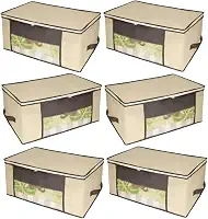 Kit 6 Organizadores Tnt Caixa Closet Roupa Cama Edredom Toalha 60cm