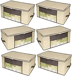 Kit 6 Organizadores Tnt Caixa Closet Roupa Cama Edredom Toalha 60cm