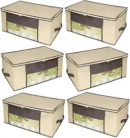 Kit 6 Organizadores Tnt Caixa Closet Roupa Cama Edredom Toalha 60cm