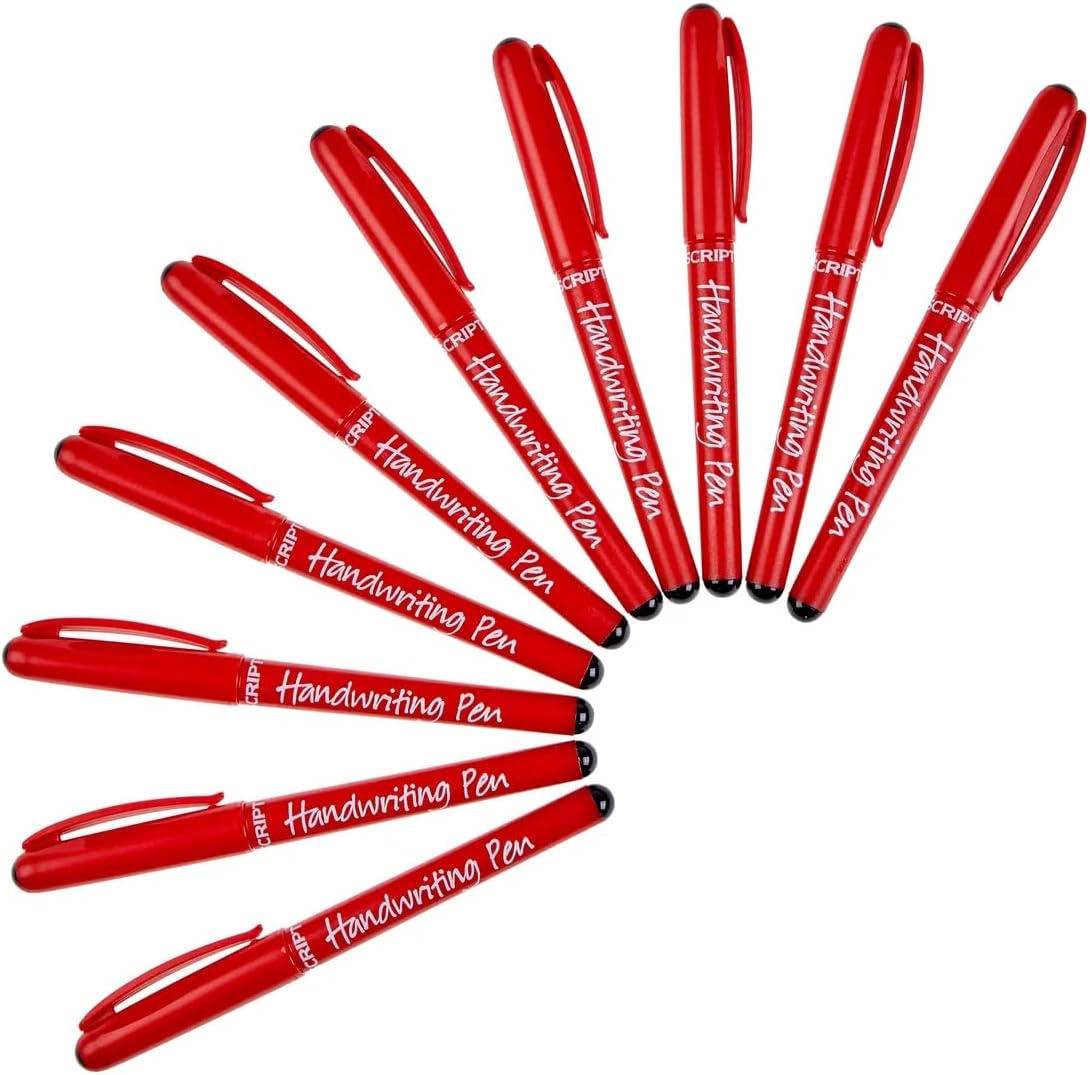 (Pack of 10) Manuscript Black Handwriting Pens Comfort Grip School Kids Handwriter