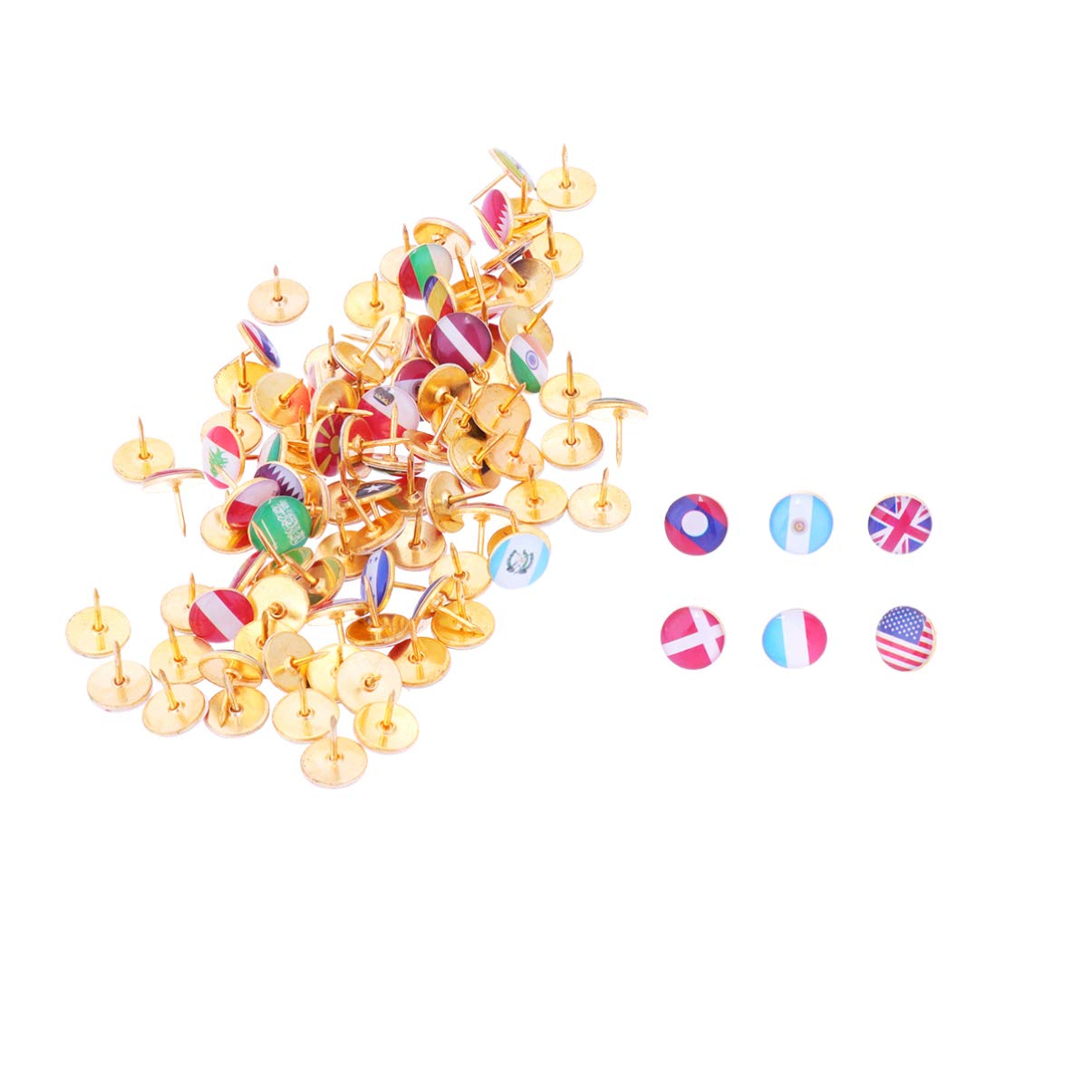 Toyvian 100Pcs Push Pins Thumb Tacks, Map Thumbtacks flat Head Push Pin for Office DIY Corkboard