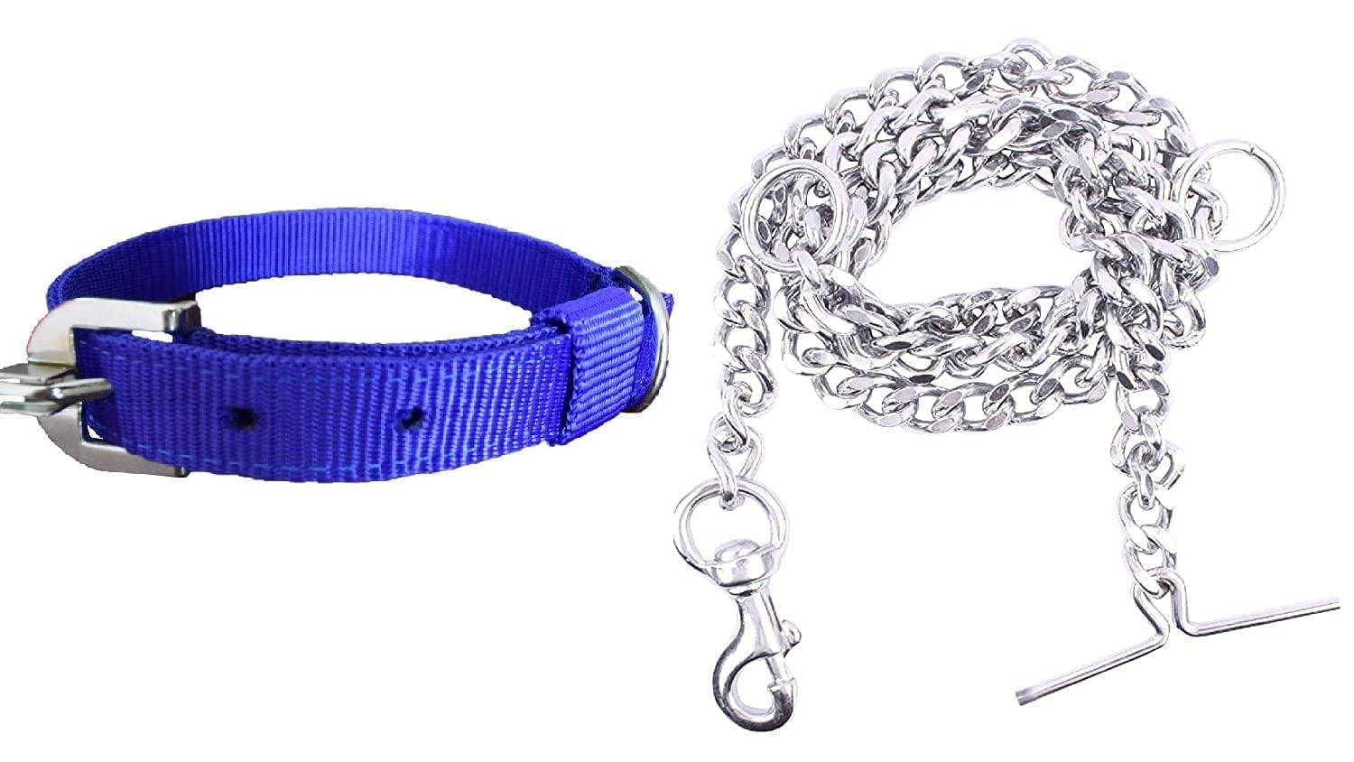 SPYNET Dog Belt Combo of 1 inch Nylon Collar with Heavy Dog Chain 63 Inch Lengthy Dog Collar Chain (Blue) (B09T6Z8159) Amazon Price History, Amazon Price Tracker