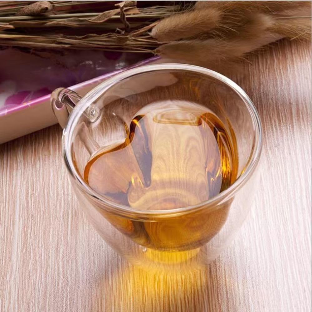 Kryształowy kubek do kawy, szklanki filiżanki do kawy / herbaty, 250 ml/380 ml/480 ml, szklany uchwyt, dwuwarstwowy kubek na wodę, szklany kubek do herbaty, przezroczysty (480 ml)