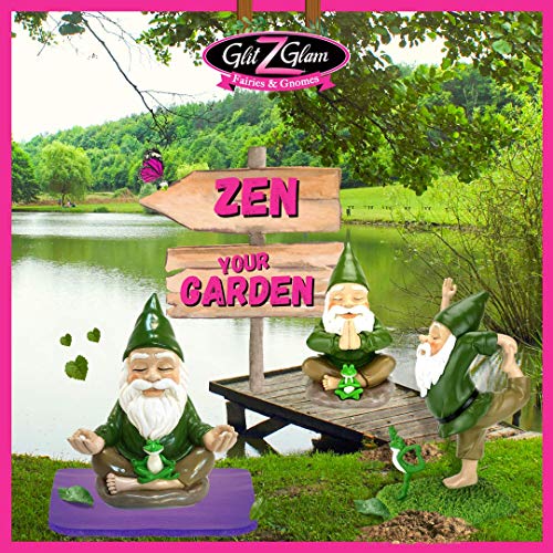 Nain de jardin miniature zen et grenouille décorative extérieure