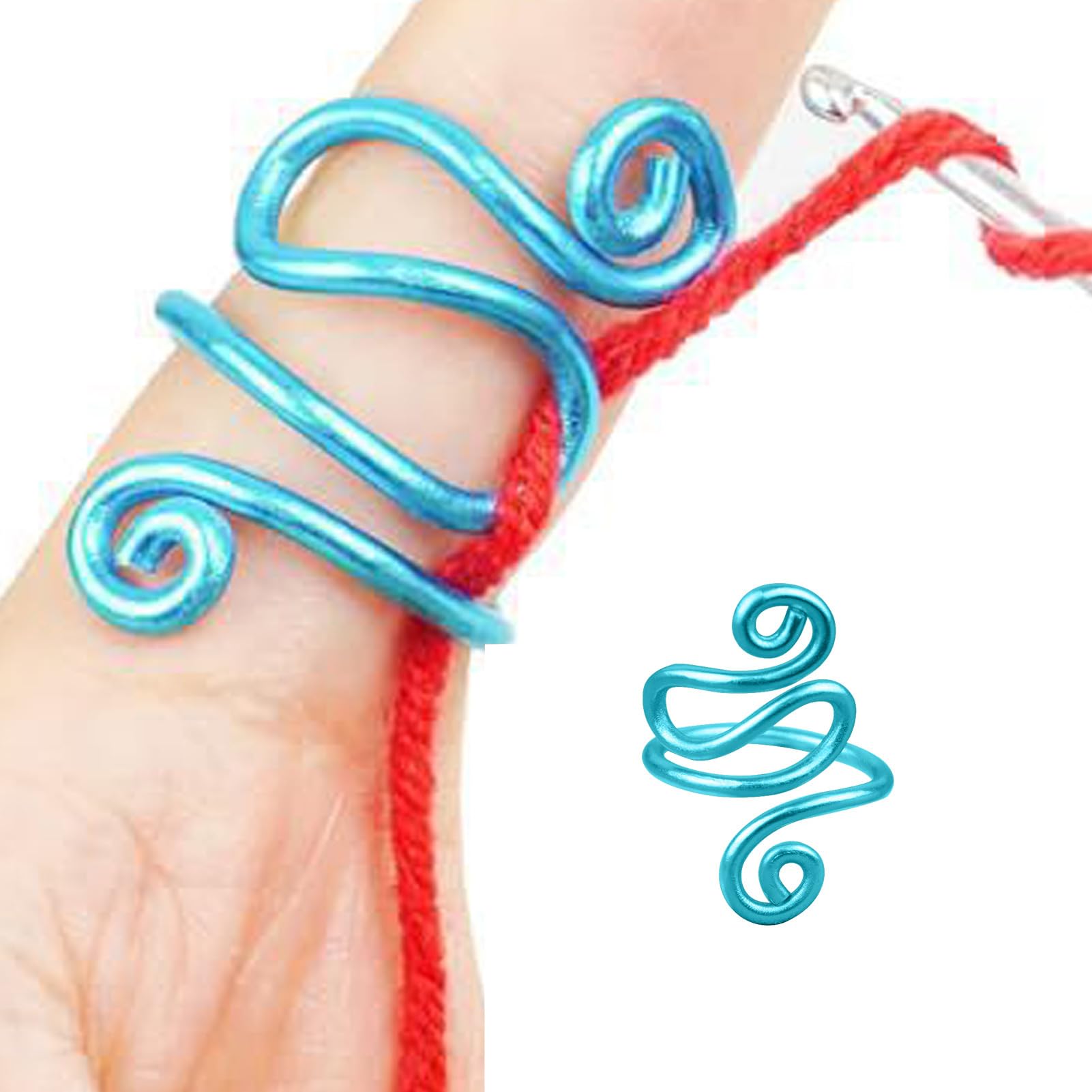 Neamou Blue Crochet Tension For Crocheting, Knitting Crochet Accessories, Adjustable Crochet Rings For Fingers, Crochet Finger Hook For Hand Weaving