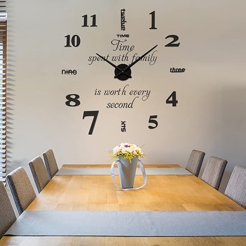 Miniatura 4 de Reloj de pared grande 3D sin marco, con adhesivo de superficie de espejo, creativo y minimalista, sin marco, fácil de pegar, para el hogar, sala de
