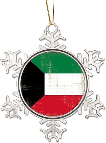 Miniatura 12 de Decoraciones de Navidad de peltre, bandera retro de Letonia, bandera nacional, copo de nieve de metal, adorno de Navidad para colgante de árbol de