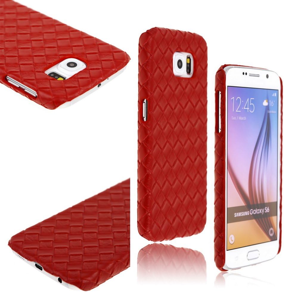 Foreve r Love 2015 Brand New Woven Pattern Plastic Hard Back Case Cover for Samsung Galaxy S6 G9200 - Red